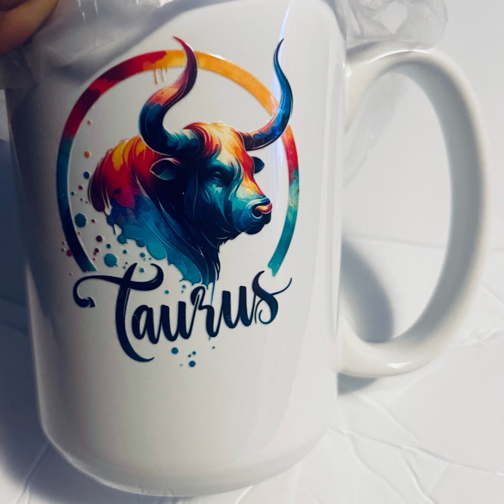 Taurus Mug with Colorful Bull Design